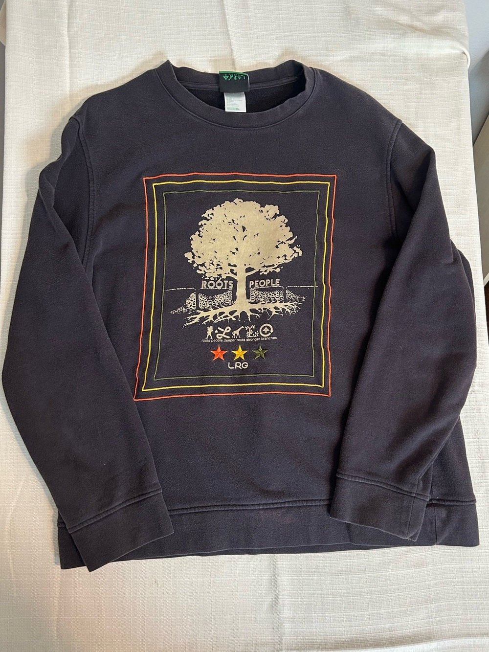 LRG Black Crewneck Sweatshirt with Embroidered ‘Roots People’ design L